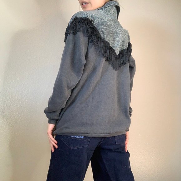 Vintage Patchwork Fringe Sweatshirt - Picture 3 of 5